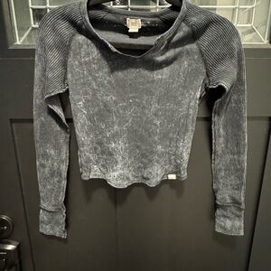 BDG Charcoal Textured Long Sleeve Top